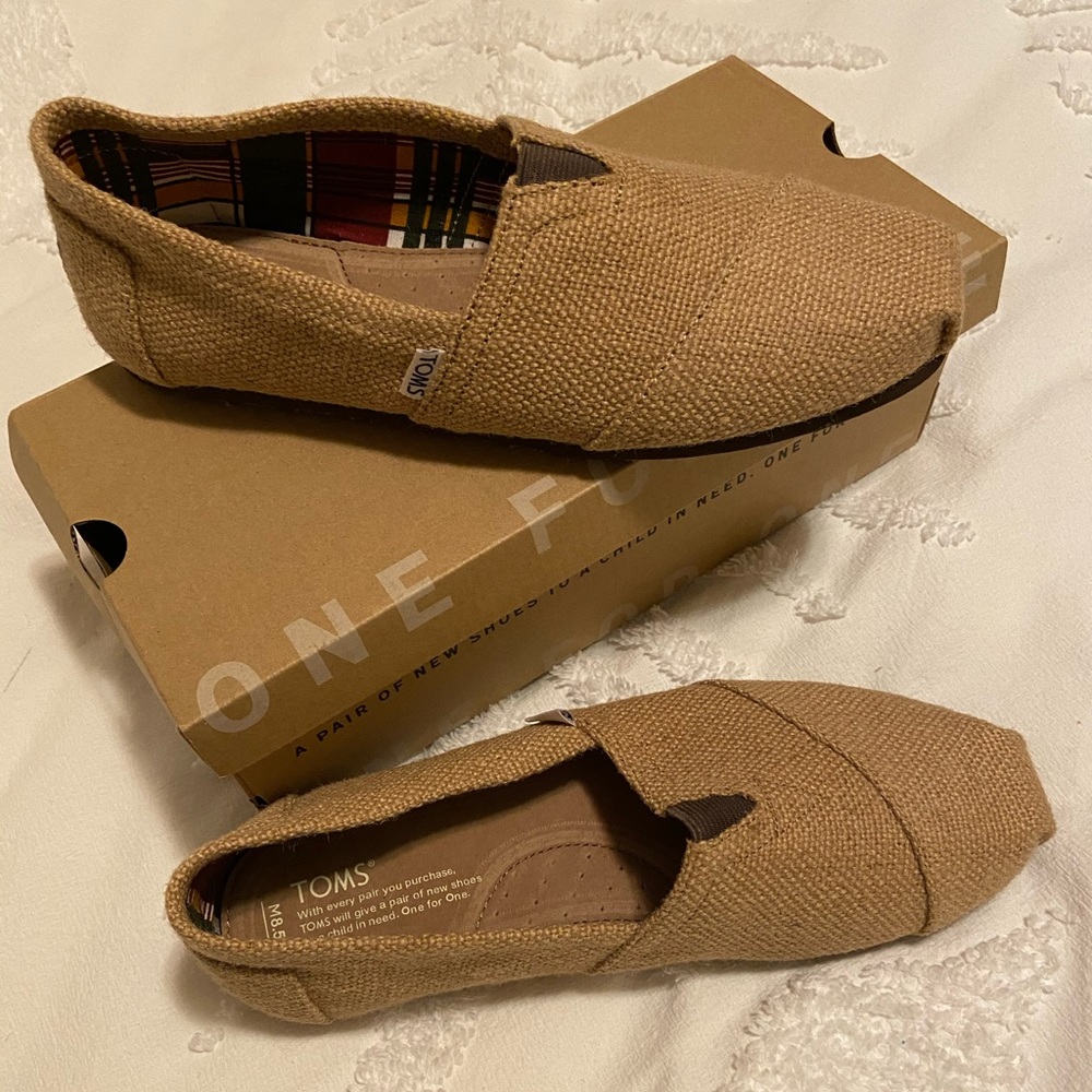 TOMS men’s classic natural burlap 8.5